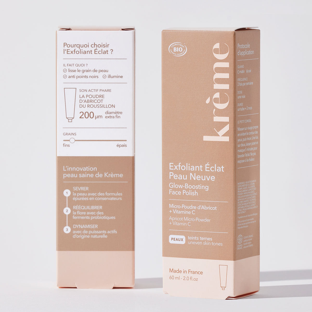 Kreme Exfoliant éclat peau neuve abricot vitamine C extra fin