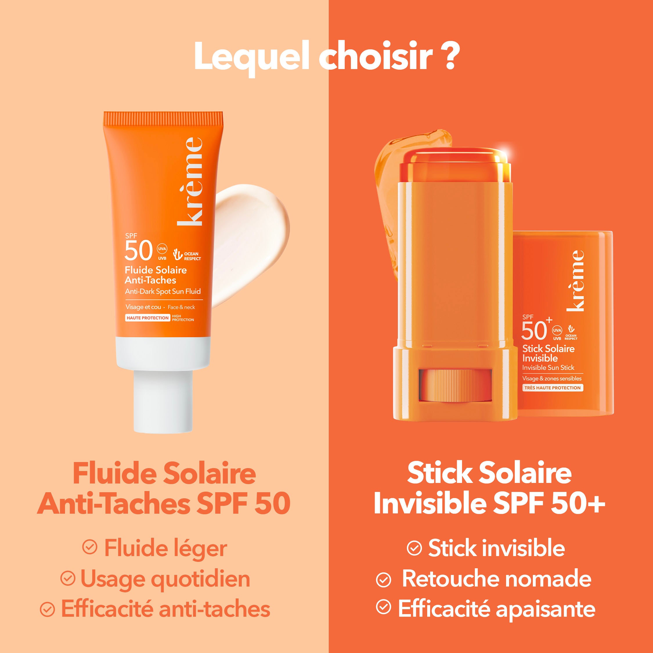 Stick Solaire Invisible Fluide Anti-Taches Choisir
