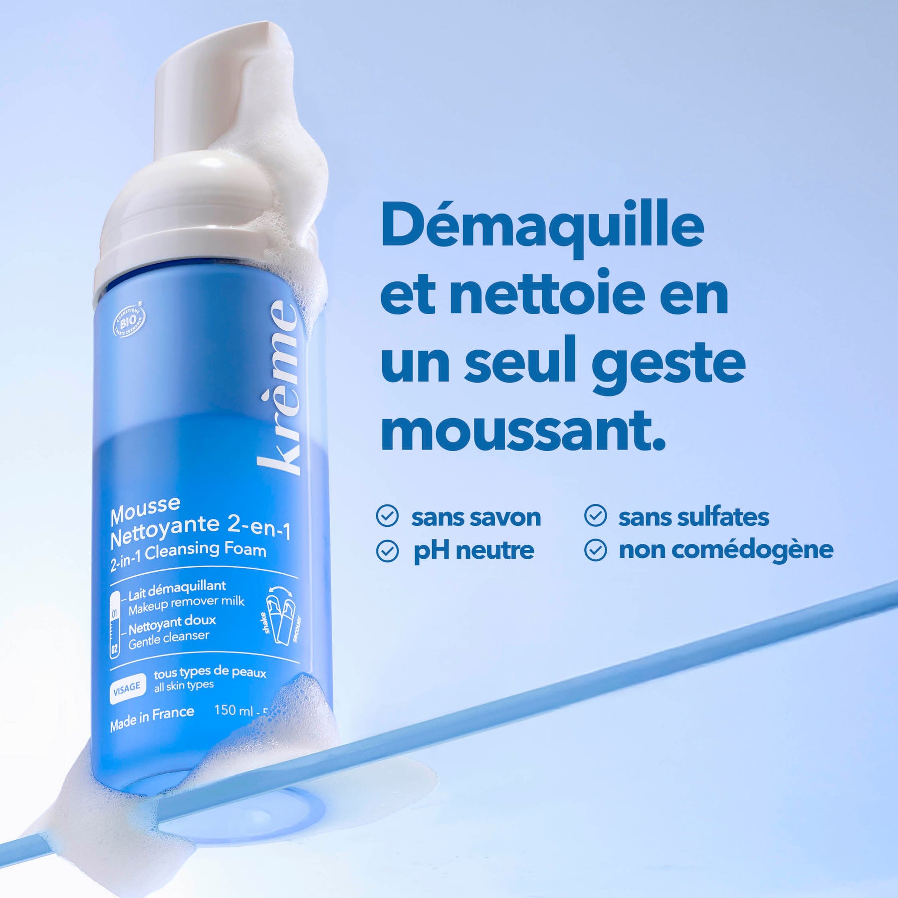 Mousse Démaquillante Nettoyante 2 en 1